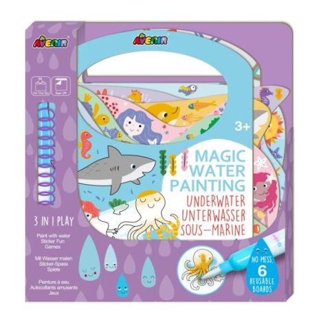 Carte de pictat cu apa, stickere si jocuri, portabila - Subacvatic - imagine 11